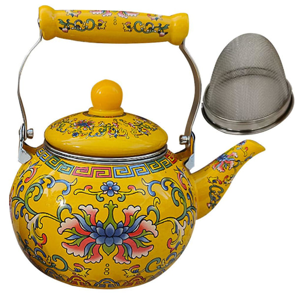 Emalleret Tekande Tyk Kaffe Pot Blomst Tekande Kold Vand Pot Husholdningskogende Vand Pot Gul 24 Yellow 24X15X12CM