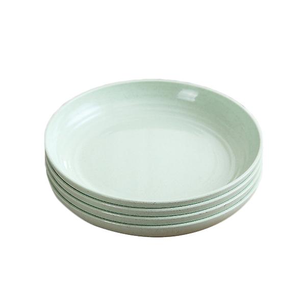 4 stk Runde Hvedehalm Fade Spildsikre Middagstallerkener Madfade Til Hjemmet Restaurant (grøn)Grøn20*20*3cm Green 20*20*3cm