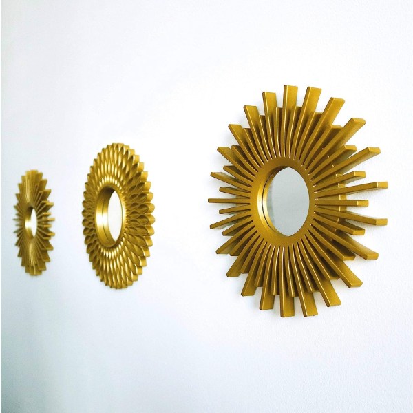 Kultaiset peilit seinäpakkaukseen 3 - | Seinäpeilit huoneen ja kodin sisustukseen | Kultaiset pyöreät peilit seinäkoristeisiin | Pyöreät peilit