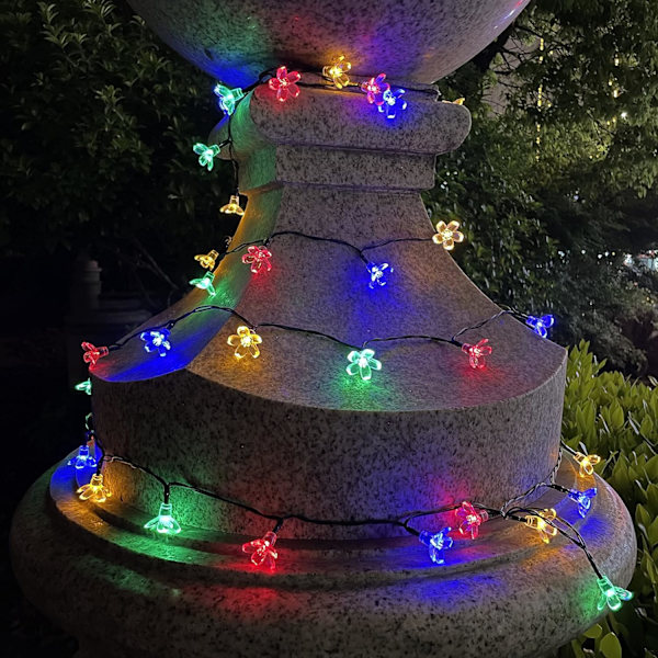 Solcellsstjärna Bubbelstränglampor Led Körsbärsblommor Ljus Utomhus Trädgård Dekoration Julbelysning Solcells Fairy Lights Färgglada