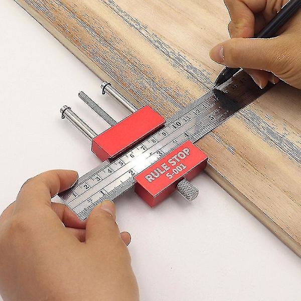 Praktiskt Regelstopp Träbearbetningsverktyg Stållinjal Positioneringsblock Snickare Ritsmått Markeringsverktyg För DIY Hantverk