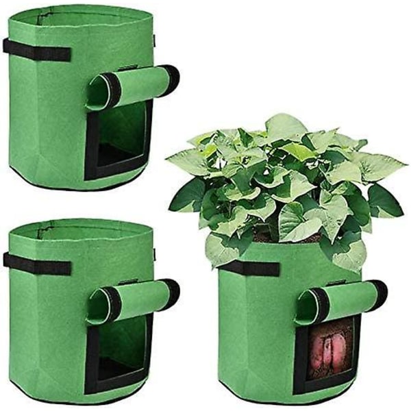 Växtpåsar, 5-pack, vävda odlingsväskor, trädgårdspåsar med handtag, trädgårdskruka, potatispåse, trädgårdsväxtpåse, trädgårdspåse (7 gallon)