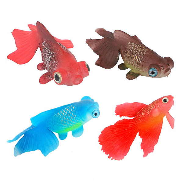 4 st Badleksaker Småbarn Guldfisk Utbildningsleksak Guldfisk Modell Liten fiskfigur Havsdjursfigurer Blandad färg7X5X3CM Assorted Color 7X5X3CM