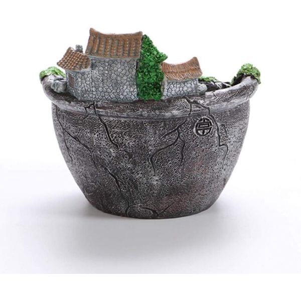 Kreativ Trädgårdsväxtkruka Succulent Fairy House med Söt Blomma Korg Hem Kontor Balkong Dekoration Ornament