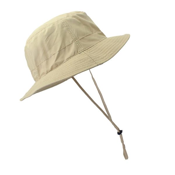 Ulkoilmakäyttöön tarkoitettu UV-suojallinen ämpärihattu narulla, kesäkalastajan hattu leveällä reunalla, rento aurinkohattu miehille Khaki 25*25*1cm