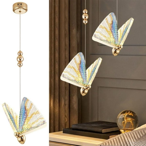 Pendel Iron Creative Butterfly Lamp Hængende Lampe Loftslys（Varmt Lys）