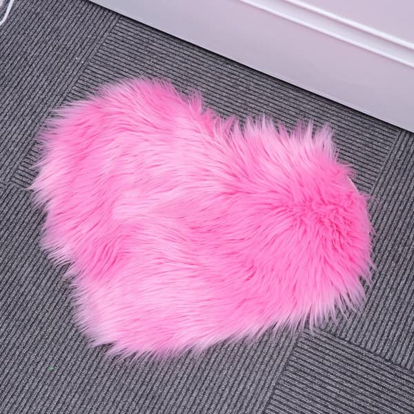 Hjerteformet tæppe, fluffy plys tæppe til soveværelse, stueindretning, pink 40x30cm