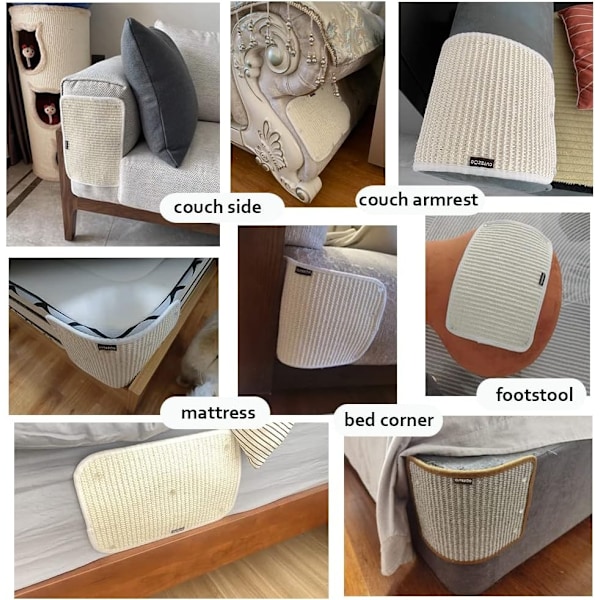 Soffa Skydd Naturlig Sisal Kattklösmatta Kattklös Soffaöverdrag Tjockt Soffa Skydd Klösdyna för Slipning Klor Skydd