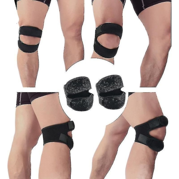 Ett par dubbla Patella-knäband för smärtlindring i knä, knästöd Patella-stabilisator, justerbar knäkompressionshylsa