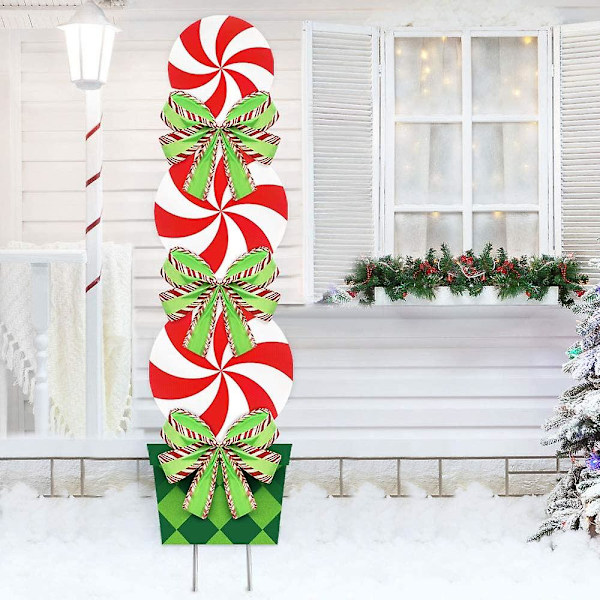 Julklappsdekorationer för utomhus - 44 tum pepparkaksjulgrändspeglar - Jättelik semesterdekorationsskyltar för hemmet, gräsmattan, gångvägen, Candyland-tema