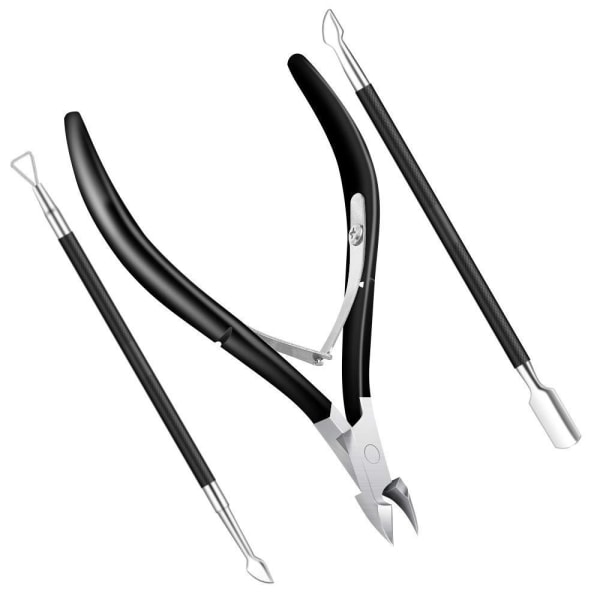 Cuticle Nippers Cuticle Trimmer Remover Rustfrit stålskærer Ekstremt skarp saks Manicure Tool Neglepleje, Sort Fem stykker