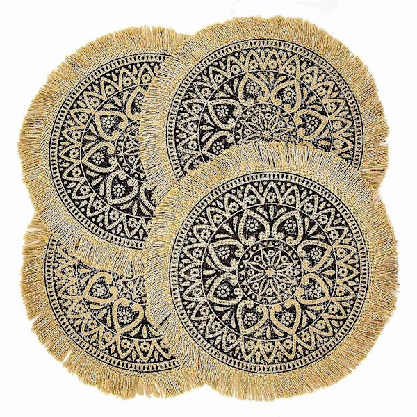 Boho Runde Plassmatter, Brun Moderne Spisebord Flettet, Høyst Høyde, Sirkel Løper Kjøkken Plate Matter