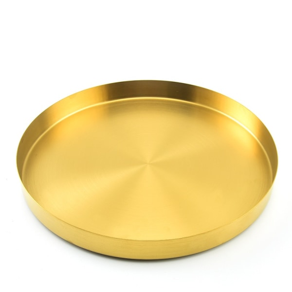Kultaiset ruostumattomasta teräksestä valmistetut pyöreät korut ja meikkivälineet/kynttilälevyn koristealusta (11,8 tuumaa)