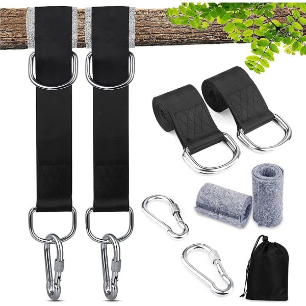 Strap Swing Attachment, Tree Hammock Hanger, Hammock Strap Swing Attachment With 2 D-hook Carabiners And 2 Tree Protector Pads