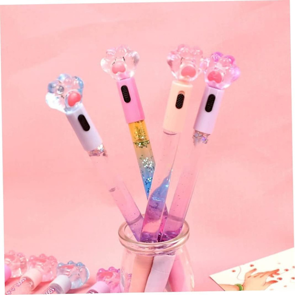 Sorte Blæk Gel Pen Rollerball Penne Sjove Penne, 0,5 mm Kattepote Skinnende Lysende Kuglepenne, Sorte Skrive Gel Penne (9 stk., tilfældig farve)