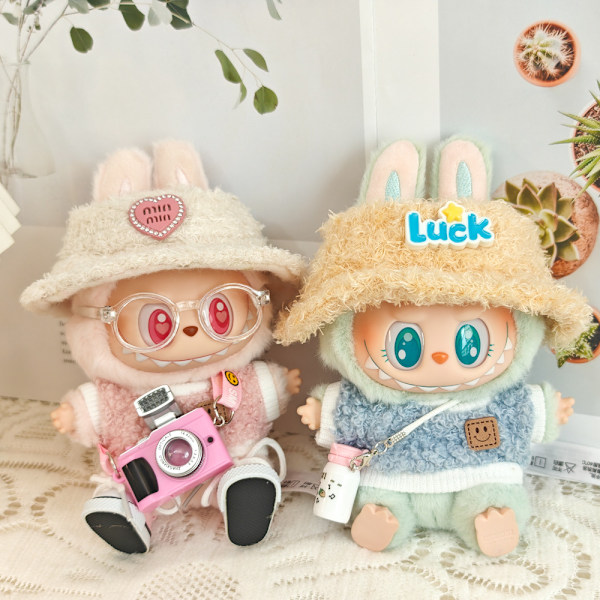 /RYI/ Mini Kläder för Labubu Set Gosiga Labubu Kläder Söt Hatt och Klädset Labubu Kläder 7 as color(no doll)