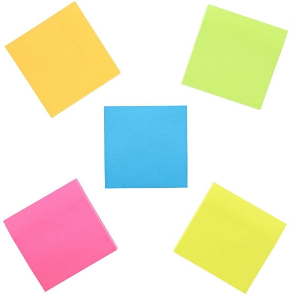Sticky Notes 3x3, Bright Colorful Sticky Pad, 16Pack, 100 Ark/Pad, Selvklæbende Notesblokke （Blandet farve）