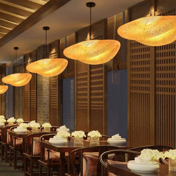 Rustik Bambus Lanterne Hængende Lampe Vintage Japansk Lysekrone Loftlampe Armatur Til Stue Soveværelse Restaurant Cafe Bar Spisestue
