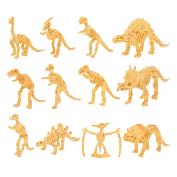 12st Kreativa Barn Dinosaurier Modeller Leksaker Dinosaurier Skelettleksaker Gyllene 9,2X4,2X2CM Golden 9.2X4.2X2CM
