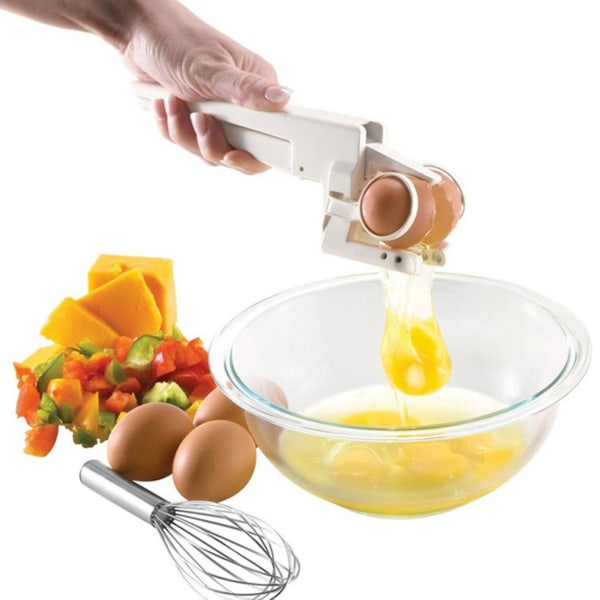 Egg Cracker Separator Håndholdt Eggåpner Breaker Kjøkken Gadget Verktøy Egg Hvite Plomme Rask Separat