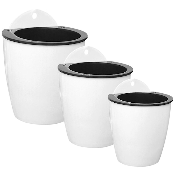 3 kpl Sisätilojen Riippuvaa Kasvi Ruukkuja Itse Kastelevia Kasvi Ruukkuja Riippuvaa Kukkaruukkuja Riippuvaa Kasvia White 15.8X18CM