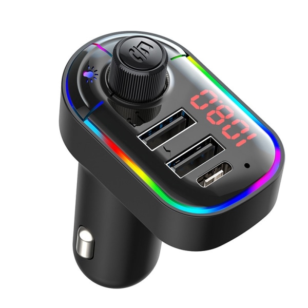 robot FM-sändaradapter för bil, omgivande ljus Bluetooth 5.0 trådlös bil MP3-spelare Handsfree bilsats med dubbel 3.1A USB Typ