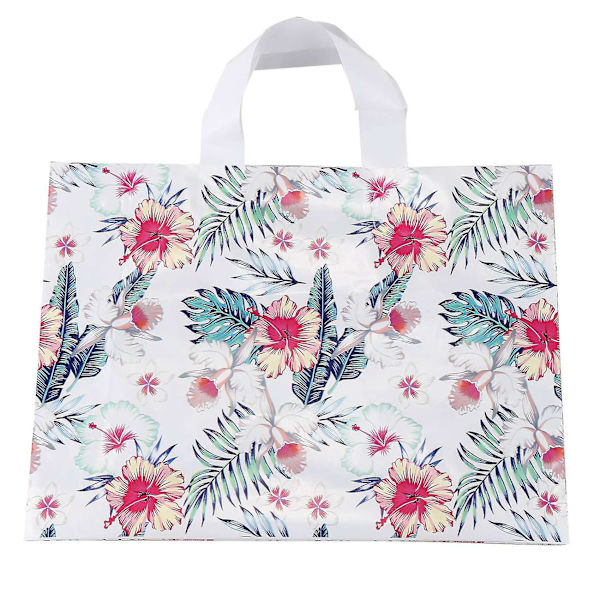 100 Stora Shopping Tote Plastpåsar Tropiska Blad Blommor Plastpåse