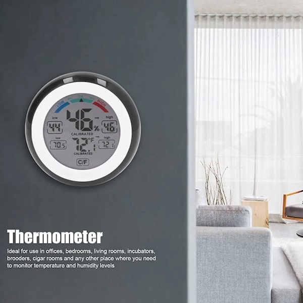 Reptil Termometer Hygrometer med Dobbeltklæbende Tape Mini Reptil Termometer og Luftfugtighedsmåler Digital Mini Hygrometer Termometer