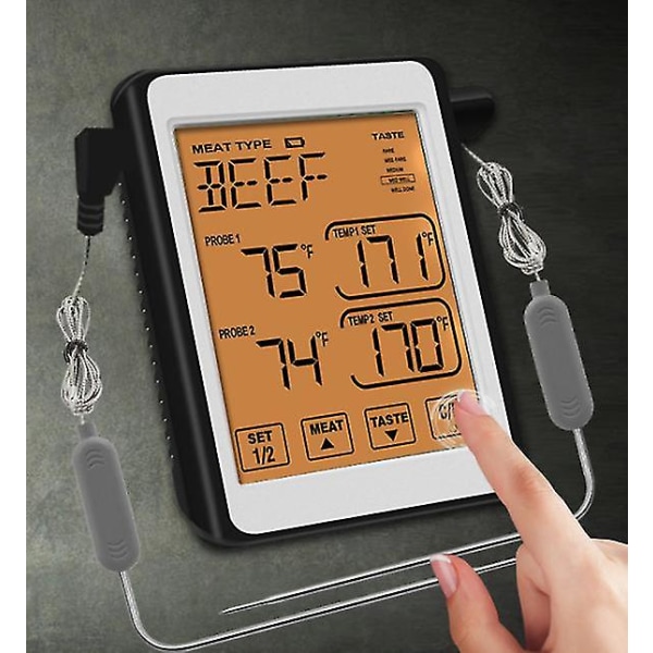 Intelligent dubbelprob Intelligent Alarm Grill Kötttermometer Elektronisk Kökssockermätare