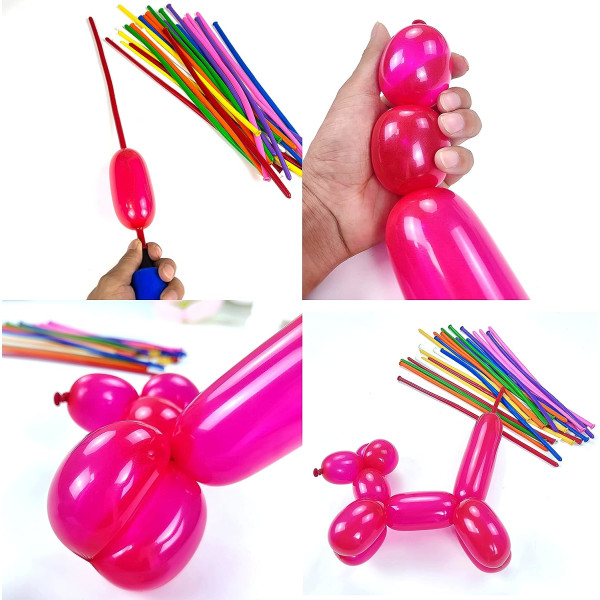 Twisting Balloon Animal,Long Skinny Latex Balloons mallinnukseen, Magic Balloon Animal Kit hääjuhliin, 100kpl,