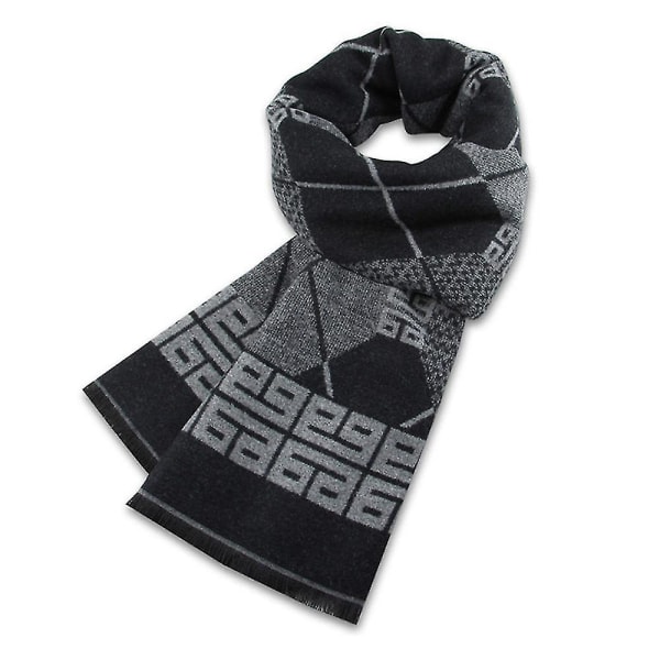 Varm kashmirskjerf for menn - LatticeBlack Black