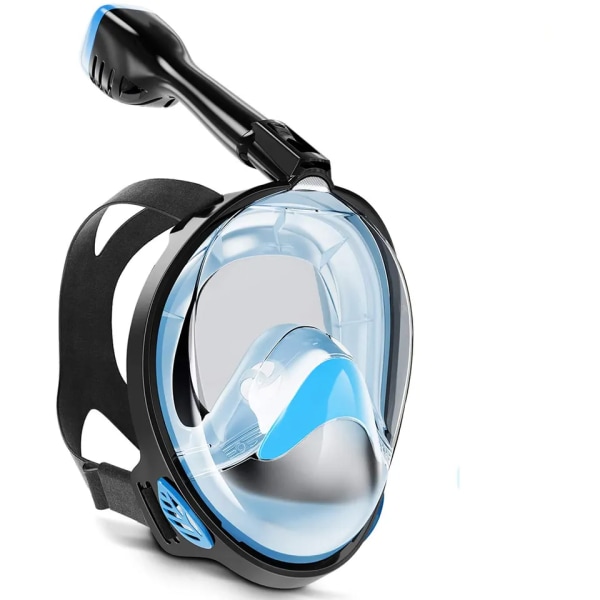 180 graders panoramaudsigt Snorkelmaske i fuld ansigt Anti-dug Anti-lækage med, snorkeludstyr til voksne, med det nyeste Dry Top Breathing System L/XL