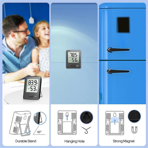 Mini LCD Digital Display Inomhus Termometer Hygrometrar Tillbehör Lämpliga För Växthus, Vinkällare, Källare Svart Black