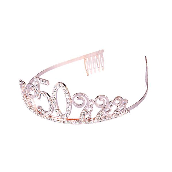 Tiara Piger 50 Fødselsdag Tiara Sash 50 års Fødselsdag Sash Tiara 50 års Fødselsdag 50 Fødselsdag Tiara Krystal Tiara Fødselsdagsguld Golden