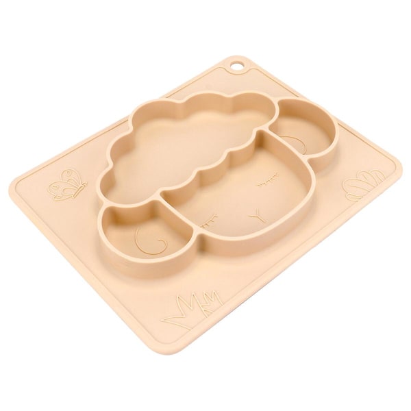 Barn silikontallrik Djurform matskål Silikagel-skålar med sugBeige23X18,3X3cm Beige 23X18.3X3cm