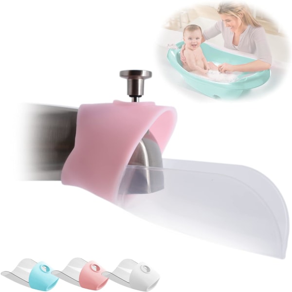 Baby , badkarsförlängare, leder vatten direkt från kranen till babyns badkar utan överflödigt vattenavfall eller stänk (rosa)