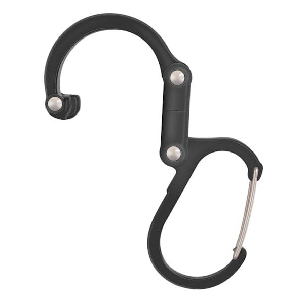 Svart 2-pack D-formad Multifunktionell Rotationsklämma Karabinkrok Utomhus Resa Fält Aluminiumlegering Karabinkrok