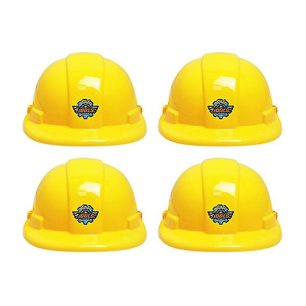 4 st Utvecklingsleksaker Plast Hjälm Hatt Leksak Brandman Kostym Rekvisita Barn Säkerhet Hård Hjälm Gul Yellow 21*17.5cm