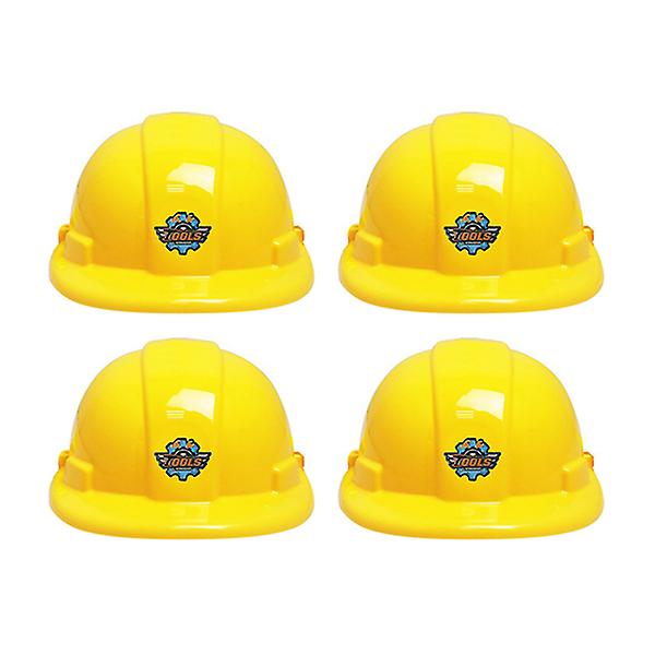 4 stk Udviklingslegetøj Plasthjelm Hat Legetøj Brandmandskostume rekvisit Børn Sikkerhed Hård hjelmYell Yellow 21*17.5cm