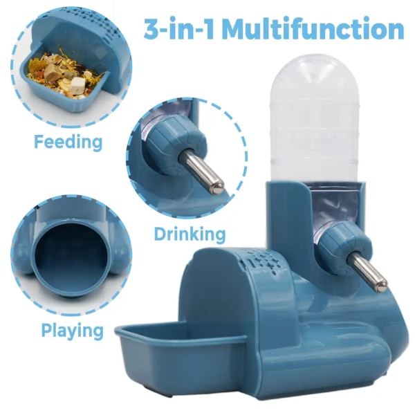 3 i 1 hamstervattenflaska utan dropp smådjursvattenflaska Automatisk flaskdispenser med matbehållares bottenhydda och gömställe