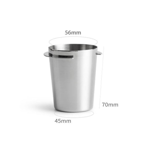 2x Rustfrit Stål Dosering Kop Kaffe Sniffing Kop Pulver Feeder Kompatibel Med 58mm Espresso Maskine Sølv