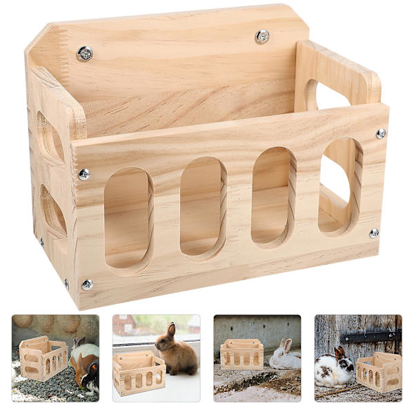 Kaninheinäsyöttölaite, Hamsterin heinäsyöttölaite, Puinen heinäastia, Puinen heinäsyöttölaite, Khaki 23.5X Khaki 23.5X17X13.5CM