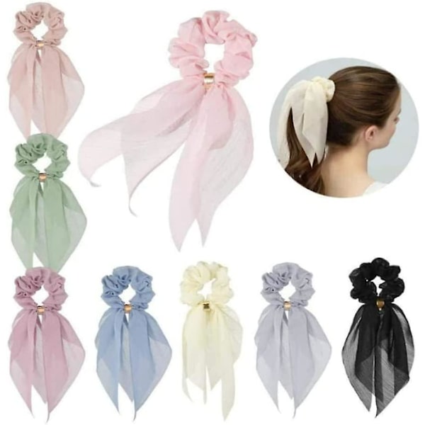 Hiusnauha, hiuslenkit naisille ja tytöille, 8 kpl scrunchie kaksikerroksinen rusetti söpö pupunkorva hius scrunchiet