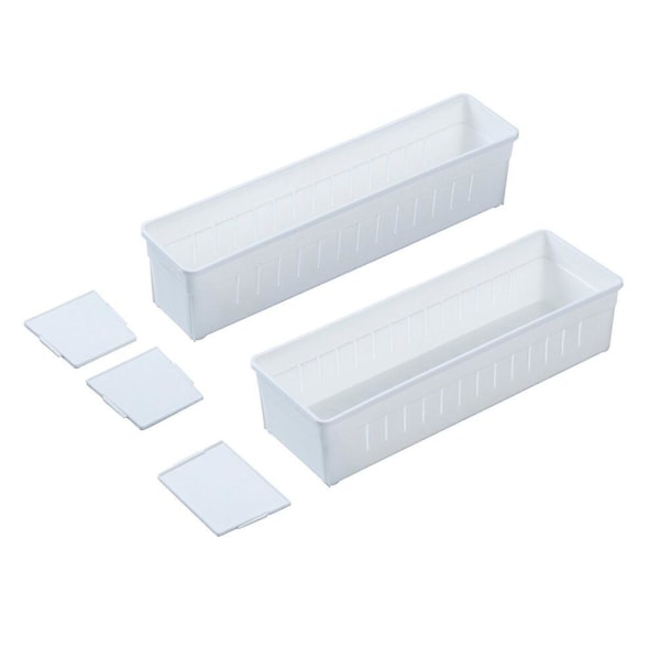 2 stk Skuffe Plast Sortering Organizer Opbevaringsboks Rum Opbevaringskasse (hvid)WhiteM White M