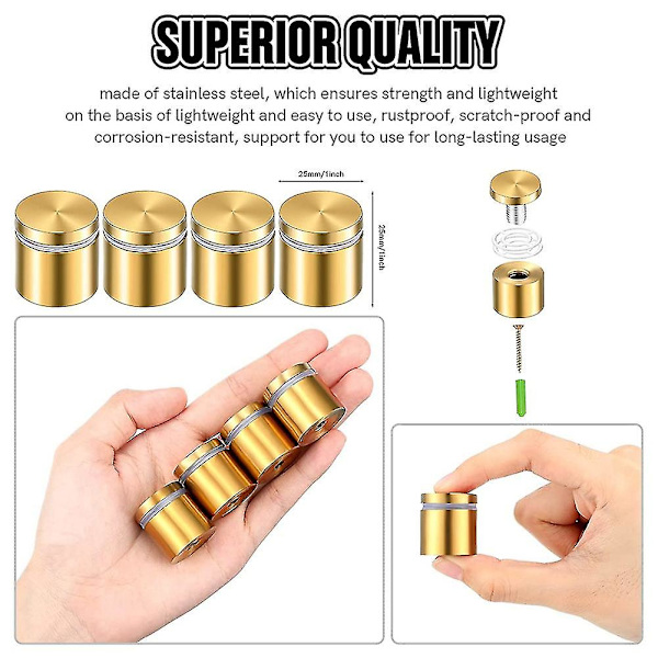 Reklamespiker for oppheng av akryl fotorammer (25 x 25mm) 8 stk