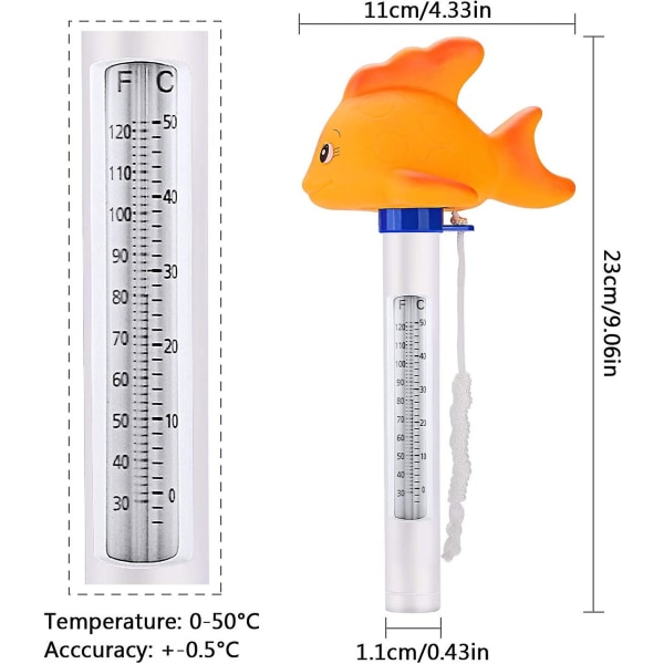 Swimmingpool Termometer, Flydende Pool Termometer Tegneserie Sød Termometer Brugt Til Vandtemperatur Til Spabad Pools Hot Tub Fiskedam (guldfisk