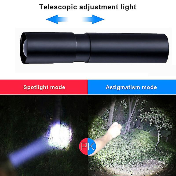 USB Stark Ljus Bärbar LED Ficklampa Lättvikts Aluminiumlegering Ficklampa Utomhus (1st)