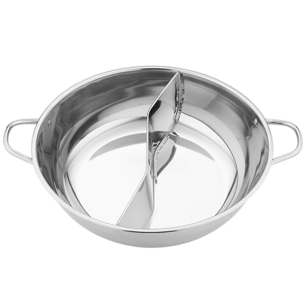 Hot Pot med Delare Rostfritt Stål Hot Pot Delad Hot Pot Pan Hushålls Hot Pot Gryta Silver32 Silver 32X32X8.5CM