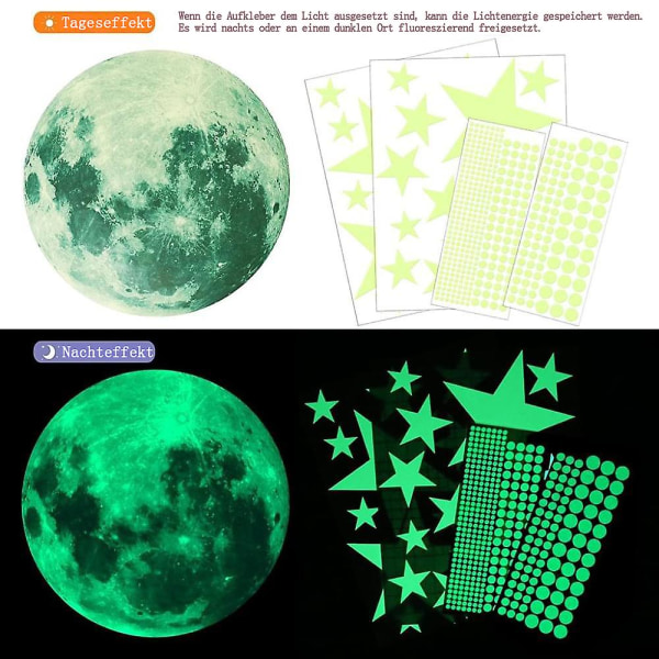 Luminous Stickers Väggdekaler, 435st Luminous Stars Dots And Moon Wall Stickers Wall Stickers Diy För Sovrum Pojkar Flickor Barnkammare