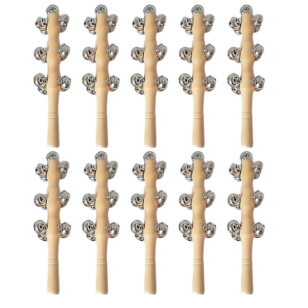10 st Trä Rassel Baby Leksaker Hand Jingle Bells Intressanta Barn Rassel Leksaker Blandade Färger 10 st 21x5cm Assorted Color 10pcs 21x5cm
